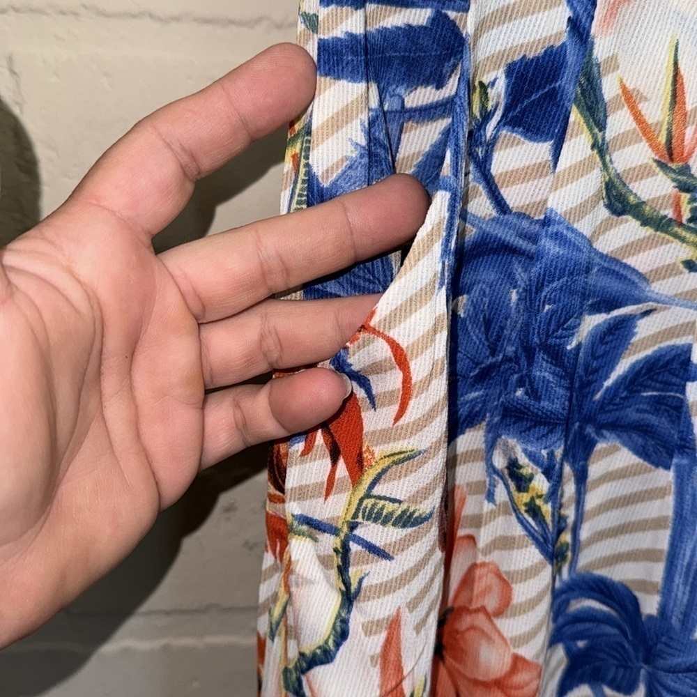 Vera & Lucy pants lightweight pocket floral horizontal striped small NWT - Picture 2 of 5